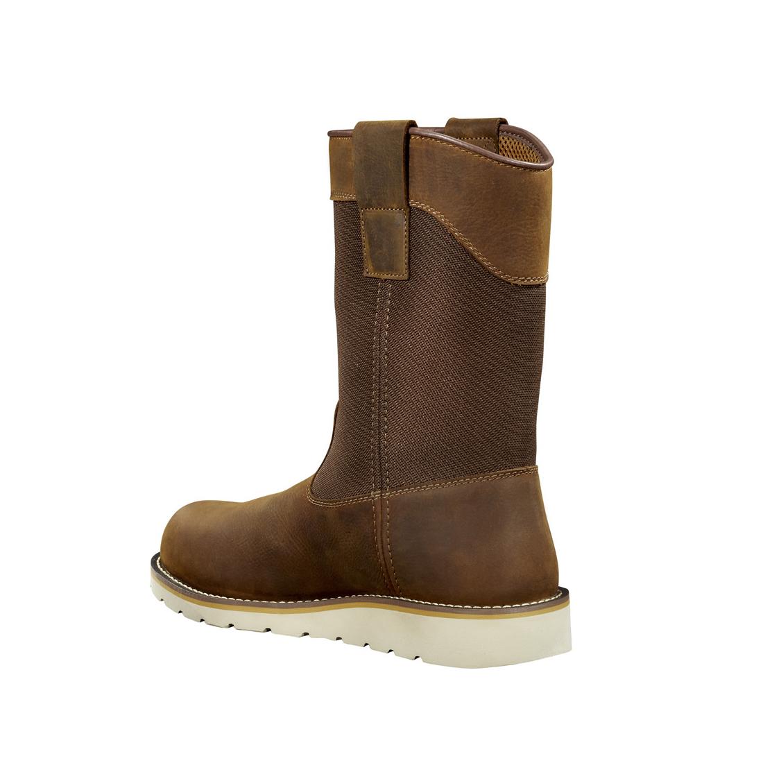 10" Wellington Wedge Steel-Toe Waterproof Pull-On Work Boot Brown - Image 7