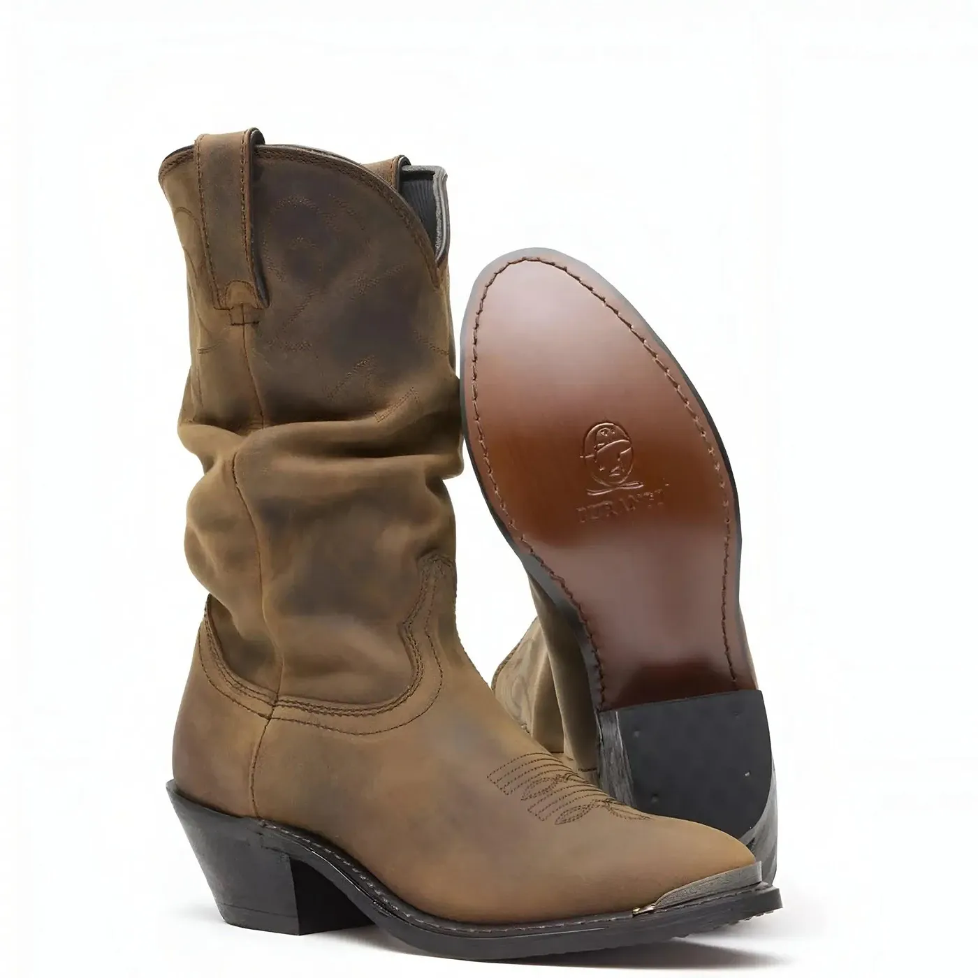 Women’s Durango Distressed Tan Slouch Western Boot - Image 4
