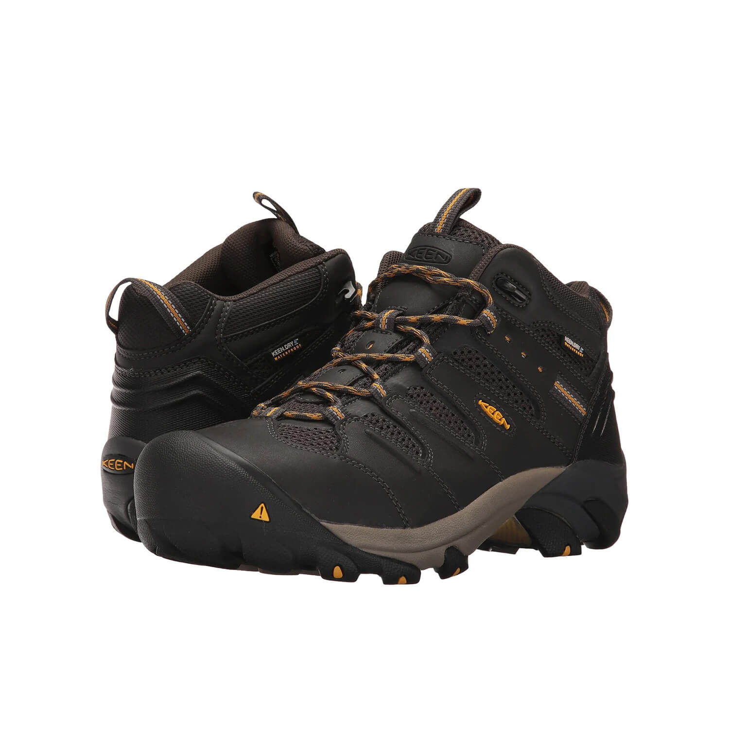 Women's Lansing Mid Steel-Toe Work Boot Waterproof Raven/Tawny Olive Keen - Image 7