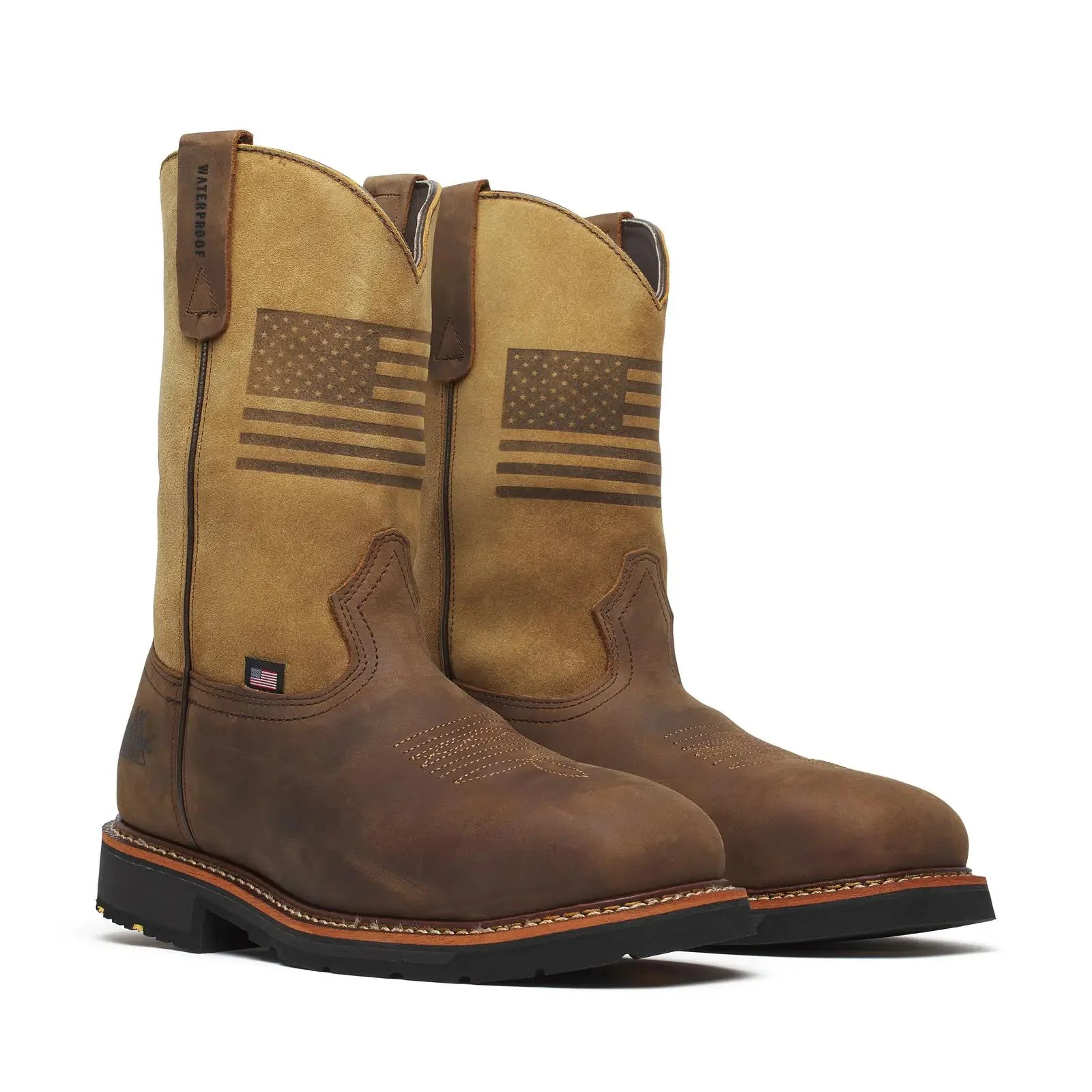 Western 11" Comp-Toe Waterproof Square-Toe Boot Crazy Horse/Tan - Image 2